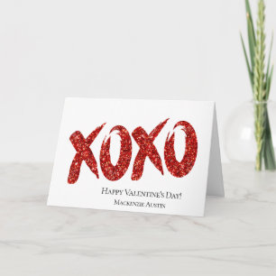 Cartes Pour Fêtes Annuelles Parties scintillant rouge XOXO Jour des Valentin