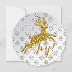 Cartes Pour Fêtes Annuelles Parties scintillant Satin Blanc Snowflakes, Cerf P