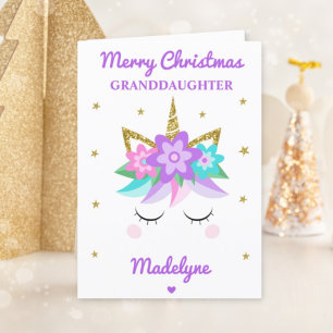 Cartes Pour Fêtes Annuelles Parties scintillant Unicorne Noël Pour Grandgirl P