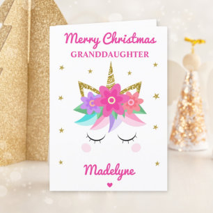 Cartes Pour Fêtes Annuelles Parties scintillant Unicorne Noël Pour Petite-Fill