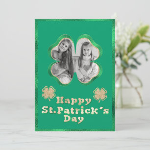 Cartes Pour Fêtes Annuelles Parties scintillant verte et or Photo personnalisé