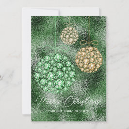 Cartes Pour Fêtes Annuelles Parties scintillant verte Photo Noël Ornement Élég