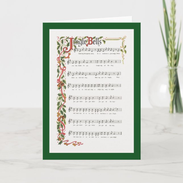 Cartes Pour Fêtes Annuelles Partition musicale de Jingle Bells (Devant)