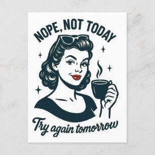 Cartes Pour Fêtes Annuelles Pas Aujourd'Hui Citation De Café Rétro