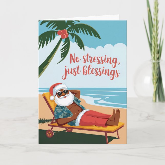 Cartes Pour Fêtes Annuelles Pas de stress, juste des bénédictions | Père Noël  (Devant)