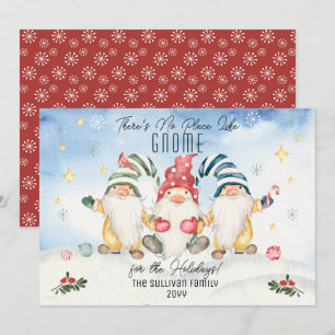 Cartes Pour Fêtes Annuelles Pas d'endroit comme Gnome pour les vacances