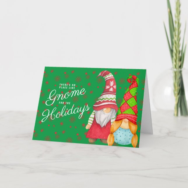 Cartes Pour Fêtes Annuelles Pas d'endroit comme Gnome pour les vacances (Devant)