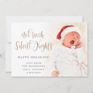 Cartes Pour Fêtes Annuelles Pas Telle Silent Nights Bébé Script Photo Noël