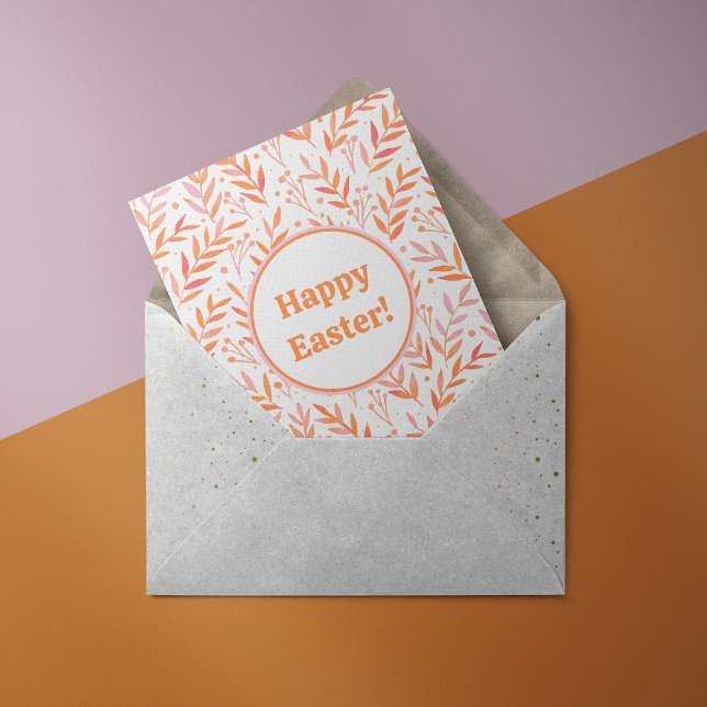 Cartes Pour Fêtes Annuelles Pastel aquarelle branches orange et rose (Créateur téléchargé)