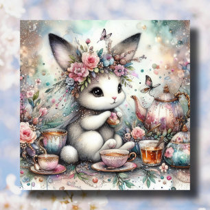 Cartes Pour Fêtes Annuelles Pastel Aquarelle Bunny Tea Party Pâques