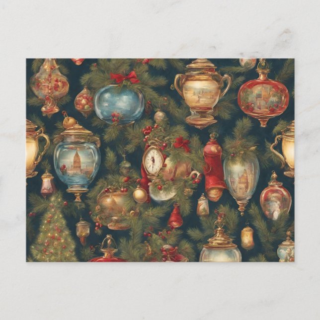 Cartes Pour Fêtes Annuelles Pastel Aquarelle de Noël Victorien Ornements (Devant)