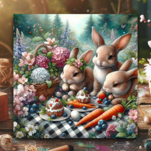 Cartes Pour Fêtes Annuelles Pastel Aquarelle Lapin Floral Bruni de Pâques