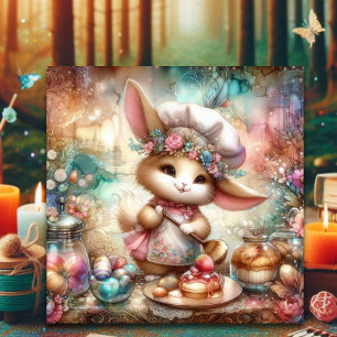 Cartes Pour Fêtes Annuelles Pastel Aquarelle Pâques Rabbit Traitements de boul