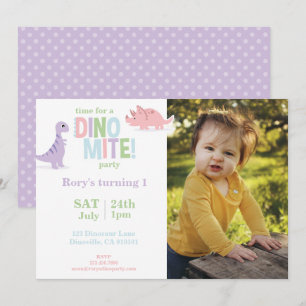 Cartes Pour Fêtes Annuelles Pastel Baby Dinosaur Enfants Photo Anniversaire