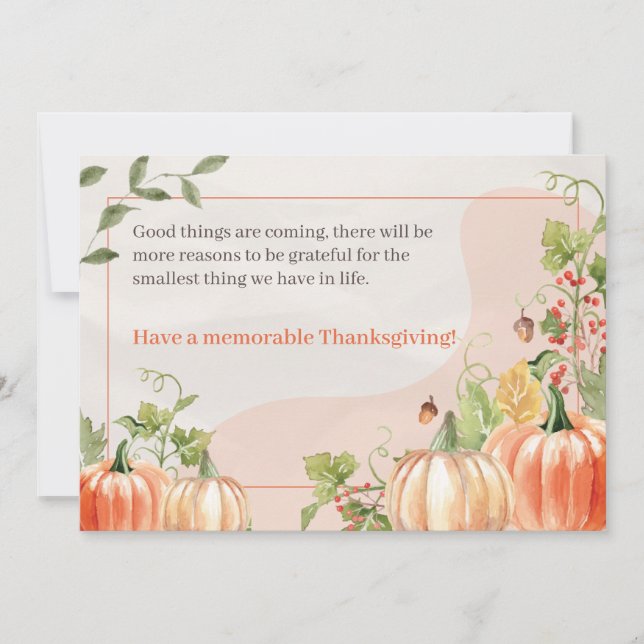 Cartes Pour Fêtes Annuelles Pastel Beige Floral Thanksgiving (Devant)