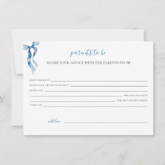 Cartes Pour Fêtes Annuelles Pastel Blue Bow Baby shower Conseils aux parents