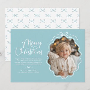 Cartes Pour Fêtes Annuelles Pastel Blue White Wavy Retro Photo