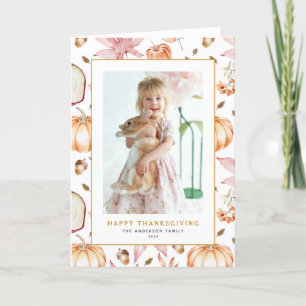 Cartes Pour Fêtes Annuelles Pastel Citrouilles et Pommes Thanksgiving Photo
