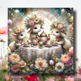 Cartes Pour Fêtes Annuelles Pastel Cute Lamb Tea Party de Pâques