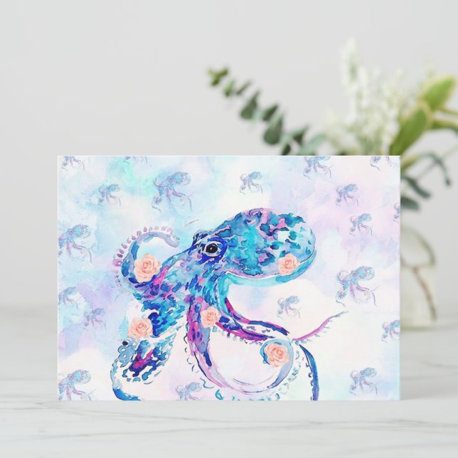 Cartes Pour Fêtes Annuelles pastel de poulpe en rêve (Debout devant)