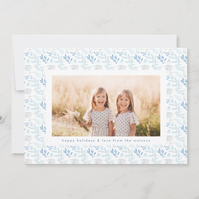Cartes Pour Fêtes Annuelles Pastel moderne Feuille photo texte personnalisé No (Devant)