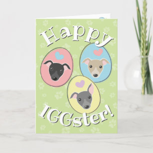 Cartes Pour Fêtes Annuelles Pastel OEufs de Pâques Drôle italien greyhound Car