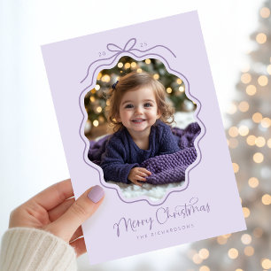 Cartes Pour Fêtes Annuelles Pastel Purple Lavender Wavy Retro Photo