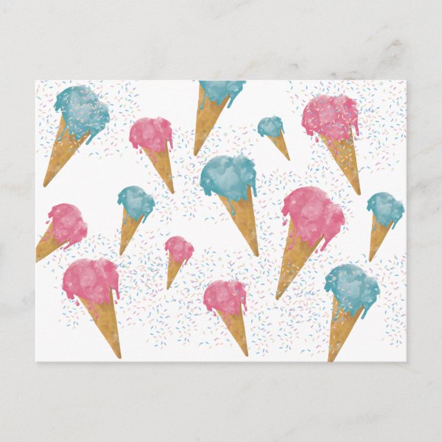 Cartes Pour Fêtes Annuelles Pastel Retro Aquarelle Crème glacée et arrosages (Devant)