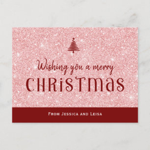 Cartes Pour Fêtes Annuelles Pastel rose effet parties scintillant de Noël Cart