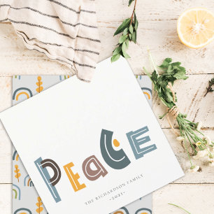 Cartes Pour Fêtes Annuelles Pastel Scandi Texte gris jaune Paix Noël