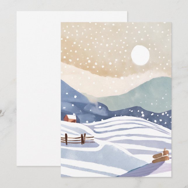 Cartes Pour Fêtes Annuelles Pastel Watercolor Hills (Devant / Derrière)