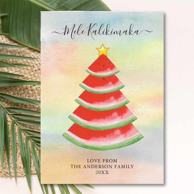 Cartes Pour Fêtes Annuelles Pastèque Mele Kalikimaka (Créateur téléchargé)