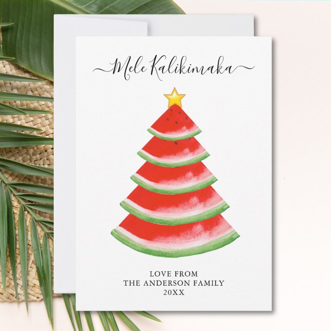Cartes Pour Fêtes Annuelles Pastèque Mele Kalikimaka (Créateur téléchargé)