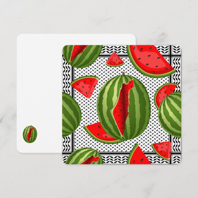 Cartes Pour Fêtes Annuelles Pastèque Palestine - Slice (Devant / Derrière)
