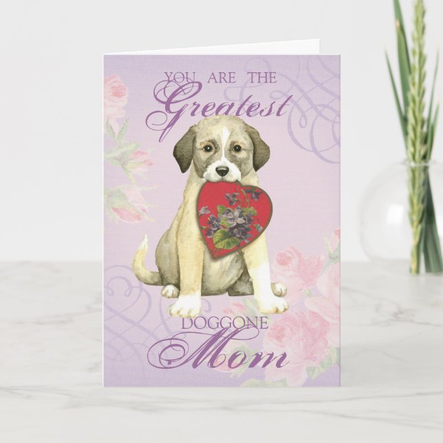 Cartes Pour Fêtes Annuelles Pasteur anatolien Chien Coeur de Chien Maman (Devant)