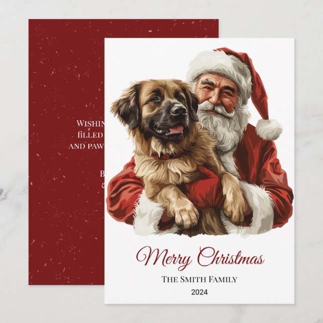 Cartes Pour Fêtes Annuelles Pasteur anatolien Noël du Père Noël (Devant / Derrière)