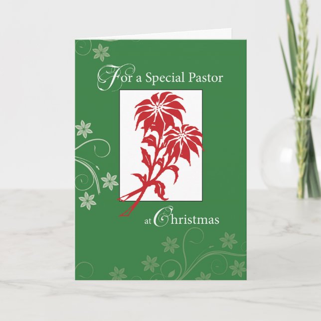Cartes Pour Fêtes Annuelles Pasteur, Poinsettias de Noël (Devant)