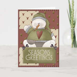 Cartes Pour Fêtes Annuelles Patchwork de bonhomme de neige de Noël