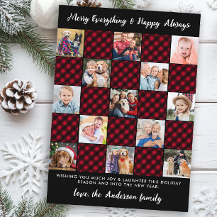 Cartes Pour Fêtes Annuelles Patchwork de Noël à carreaux rouges personnalisé a