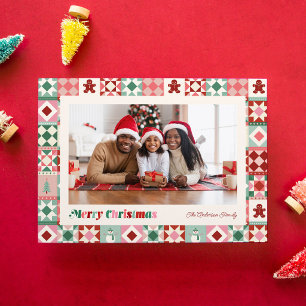 Cartes Pour Fêtes Annuelles Patchwork Noël Rose Rouge Vert Photo Fêtes