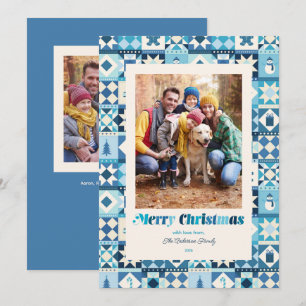 Cartes Pour Fêtes Annuelles Patchwork Noël Teintes de Bleu Photo Fêtes