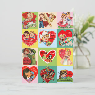 Cartes Pour Fêtes Annuelles Patchwork Saint-Valentin Vintage