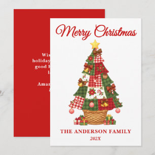 Cartes Pour Fêtes Annuelles Patchwork sapin de Noël non photo