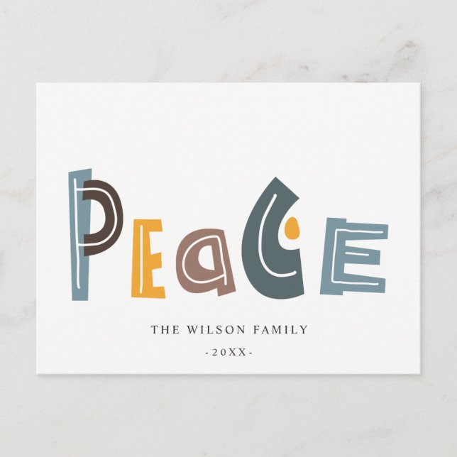 Cartes Pour Fêtes Annuelles Pâtes Scandi Jaune Gris Texte Paix Noël (Devant)