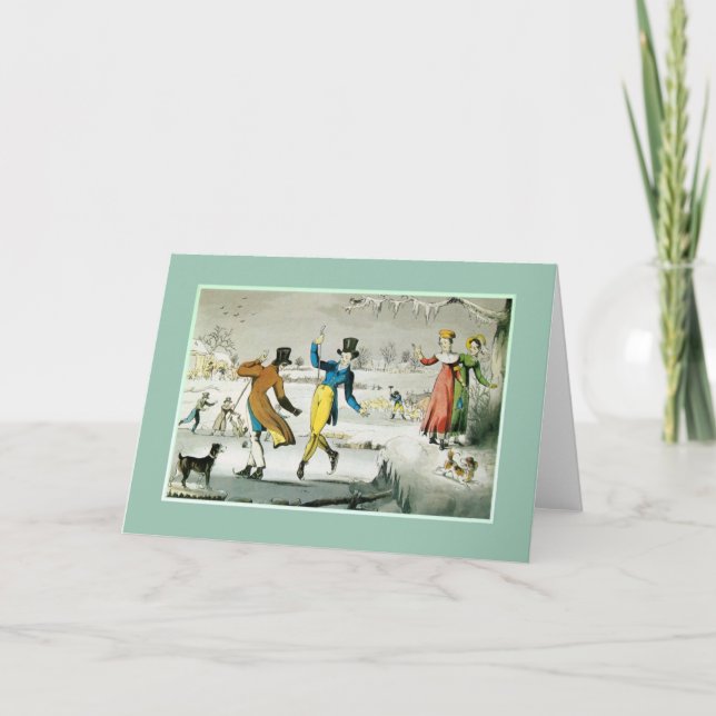 Cartes Pour Fêtes Annuelles Patinage de glace, cru (Devant)