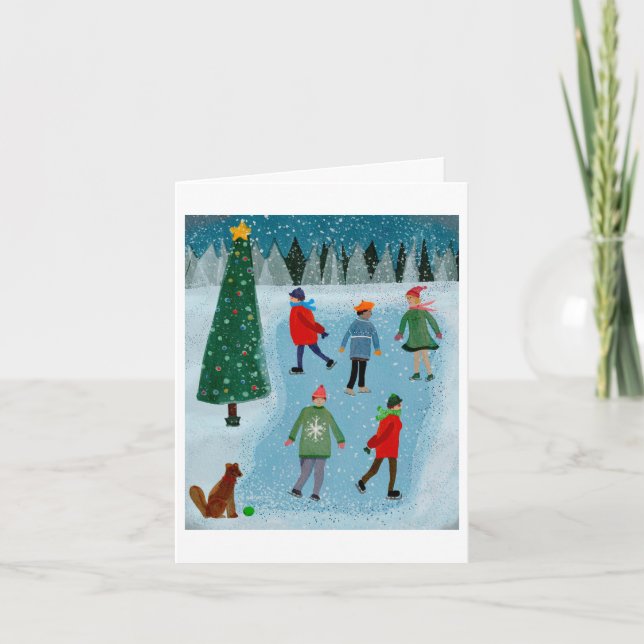 Cartes Pour Fêtes Annuelles Patinage hivernal Noël (Devant)