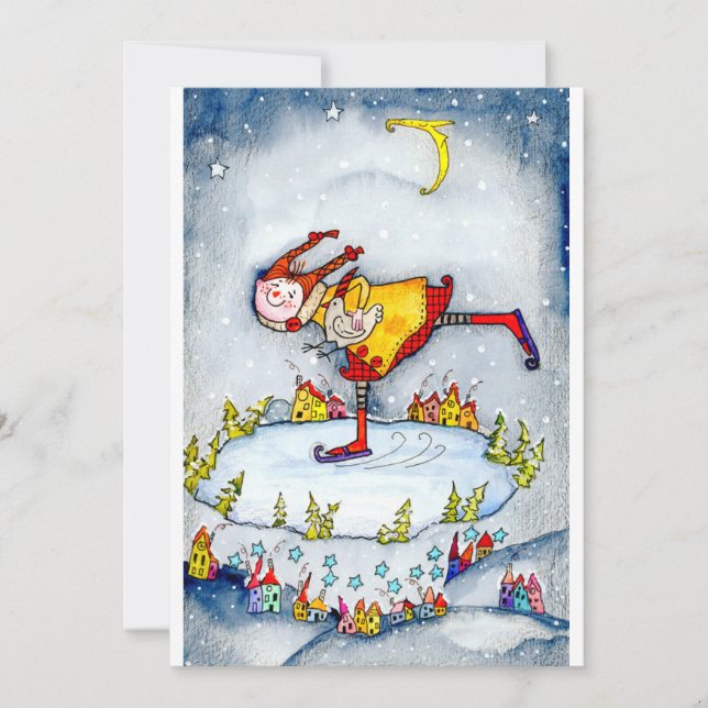 Cartes Pour Fêtes Annuelles Patinage sur glace (Devant)