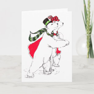 Cartes Pour Fêtes Annuelles Patinage sur glace mignon Ours polaires Noël Whims