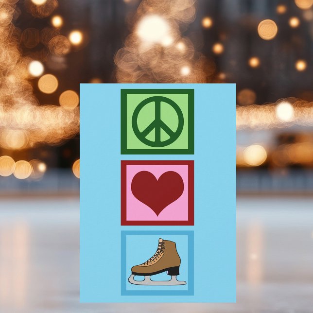 Cartes Pour Fêtes Annuelles Patinage sur glace Paix Amour (Créateur téléchargé)