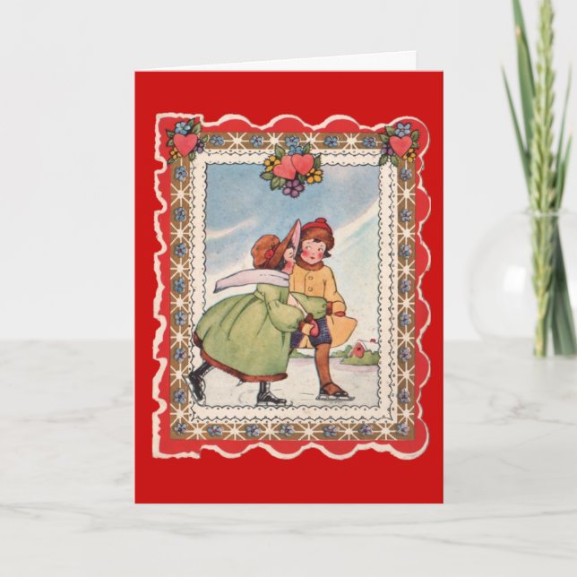 Cartes Pour Fêtes Annuelles Patinage sur glace Saint-Valentin (Devant)